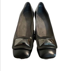 Stuart Weitzman Black Buckle Toe Pumps - 7.5 M